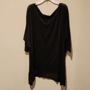 ❤️ EILEEN FISHER SILK BLEND WIDE NECK OVERSIZED DRAPEY BLACK DOLMAN TOP, XS